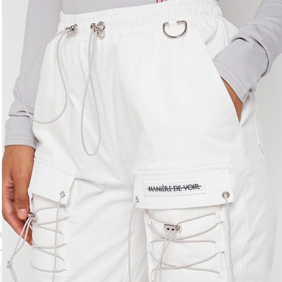 Maniere De Voir Cargo Pants With Bungee Cord White - Picture 5 of 11